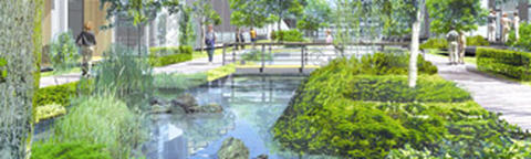 groenblauwe stad