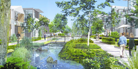 groenblauwe stad